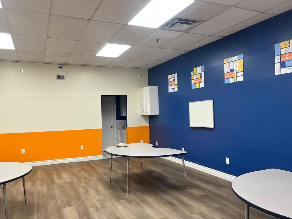 Finished classroom, spotless and ready for students